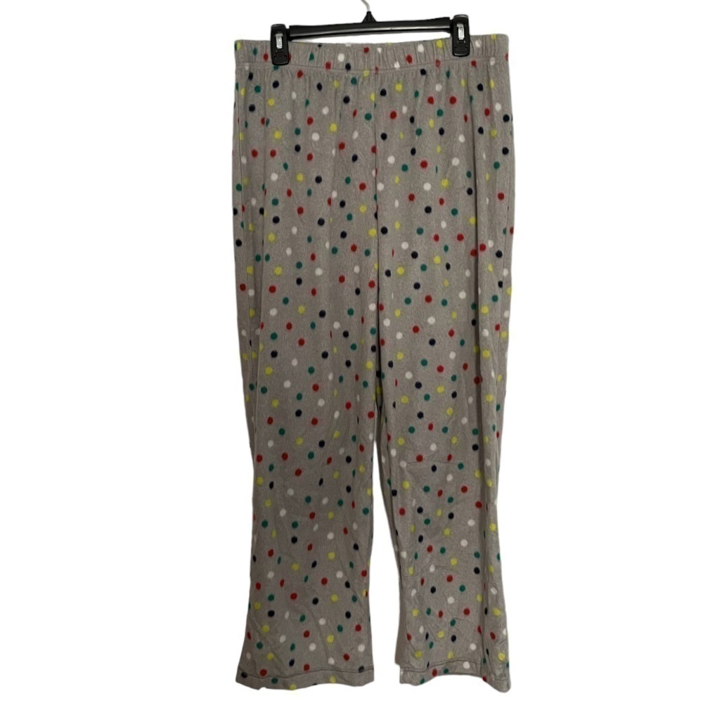 Sleep Chic Gray Multi Color Polka Dot Fuzzy House Pants